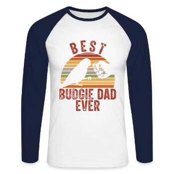 Bester Wellensittich-vater Aller Zeiten - Unisex Baseballshirt langarm - Weiß/Navy - Vorne - Nik (191cm)