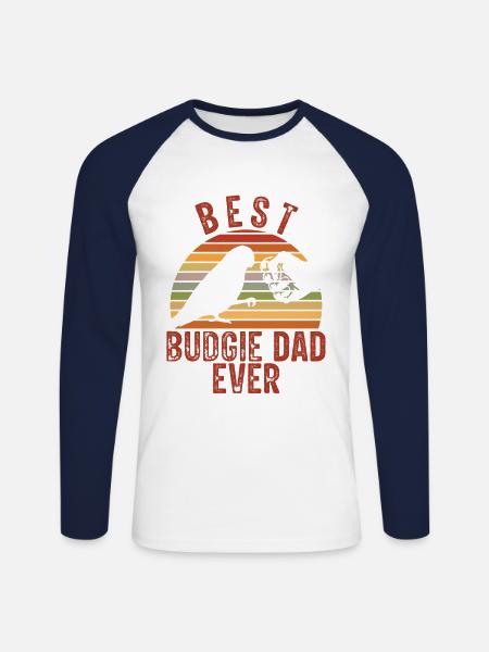 Bester Wellensittich-vater Aller Zeiten - Unisex Baseballshirt langarm - Weiß/Navy