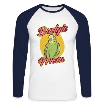 Budgerigar Mama Parrot Bird Budgie - Unisex Long Sleeve Baseball T-Shirt - white/navy - Front - Nik (191cm)