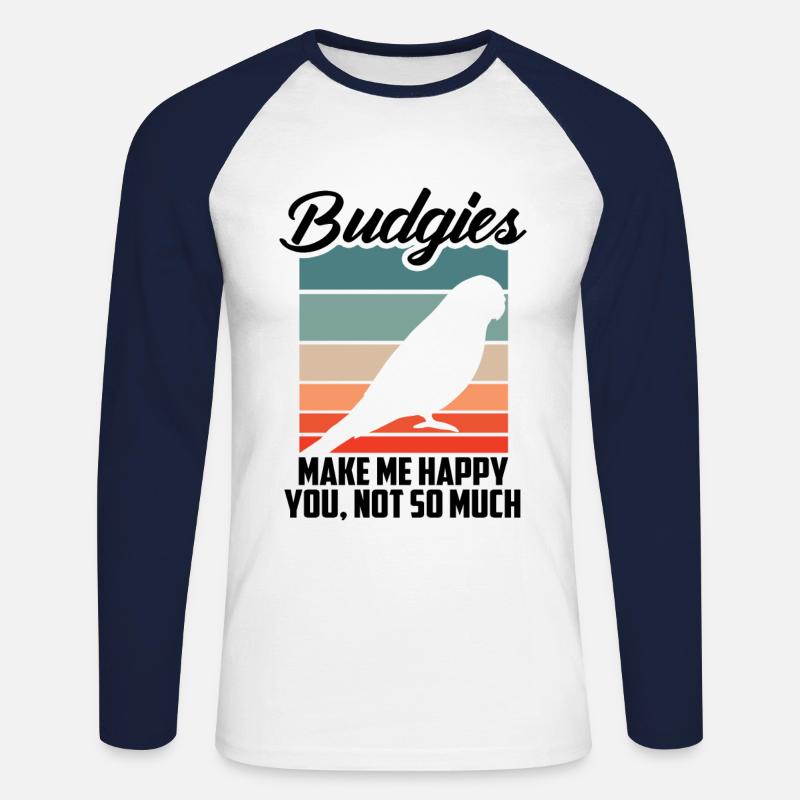 Wellensittiche Machen Mich Glücklich - Unisex Baseballshirt langarm - Weiß/Navy
