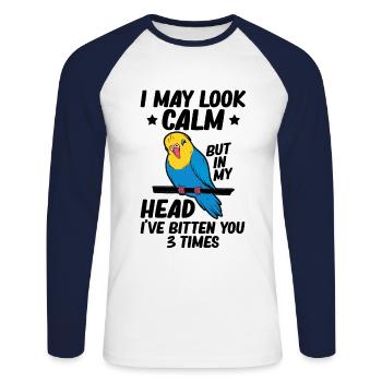 Ich Kann Ruhigen Papageien-vogel-wellensittich - Unisex Baseballshirt langarm - Weiß/Navy - Vorne - Nik (191cm)