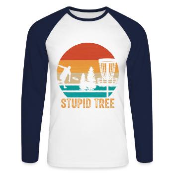 Stupid tree-disc-golf-grape harvest-crucial - Unisex Long Sleeve Baseball T-Shirt - white/navy - Front - Nik (191cm)