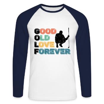 Bon vieux Love Forever Golfeur Golfeur - T-shirt baseball manches longues Homme - blanc/marine - Devant - Nik (191cm)