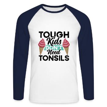 Children Don't Need Tonsil Survivors - Unisex Long Sleeve Baseball T-Shirt - white/navy - Front - Nik (191cm)