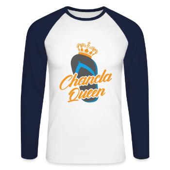 Chancla Königin Spanisch Mexikanisch La Chancla - Unisex Baseballshirt langarm - Weiß/Navy - Vorne - Nik (191cm)