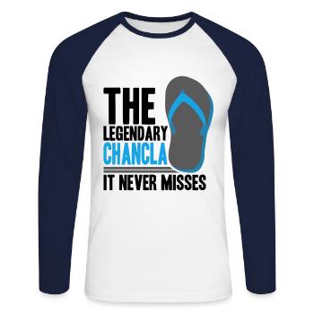The Legendary Chancla Spanish Mexican La - Unisex Long Sleeve Baseball T-Shirt - white/navy - Front - Nik (191cm)