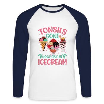 Icecream Tonsil Survivor Tonsillectomy - Unisex Long Sleeve Baseball T-Shirt - white/navy - Front - Nik (191cm)