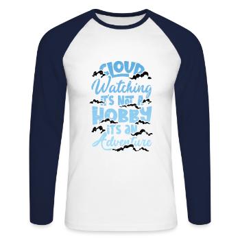 Cloud Watcher Meteorologie Cloud Watching - Unisex Baseballshirt langarm - Weiß/Navy - Vorne - Nik (191cm)