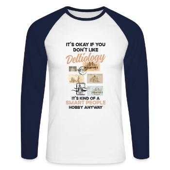 Deltiologie-hobby-deltiologe-postkarten-sammler - Unisex Baseballshirt langarm - Weiß/Navy - Vorne - Nik (191cm)