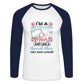 Deltiology Mom Postcard Collector for Deltiologists - Unisex Long Sleeve Baseball T-Shirt - white/navy - Front - Nik (191cm)