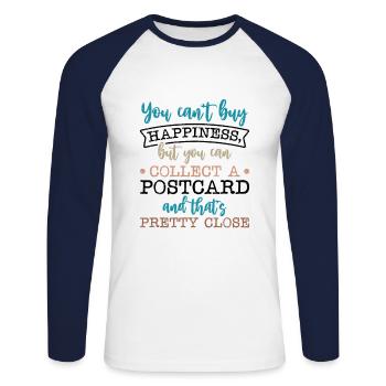 Deltiology card Colleting Deltiologist postcard - Unisex Long Sleeve Baseball T-Shirt - white/navy - Front - Nik (191cm)