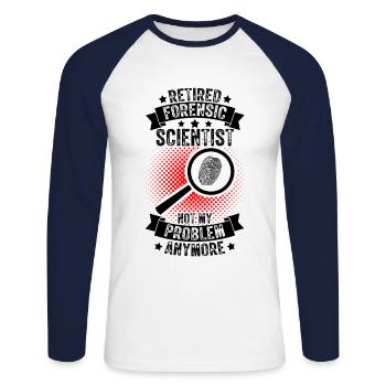 Enquêteur judiciaire à la retraite - T-shirt baseball manches longues Homme - blanc/marine - Devant - Nik (191cm)