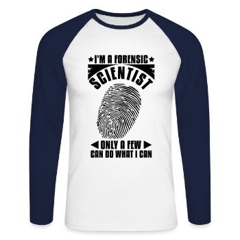 Ich Bin Ein Forensischer Wissenschaftler - Unisex Baseballshirt langarm - Weiß/Navy - Vorne - Nik (191cm)