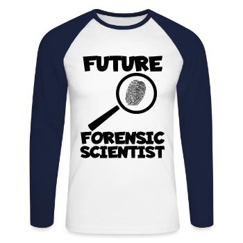 Zukünftiger Forensiker Ermittler Kriminologie - Unisex Baseballshirt langarm - Weiß/Navy - Vorne - Nik (191cm)
