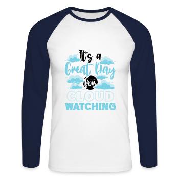Cloud Watcher Météorologie Météorologue Nuage - T-shirt baseball manches longues Homme - blanc/marine - Devant - Nik (191cm)