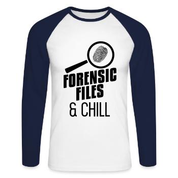 Forensische Akten Forensischer Wissenschaftler - Unisex Baseballshirt langarm - Weiß/Navy - Vorne - Nik (191cm)