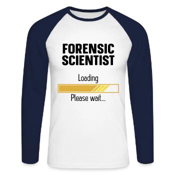 Zukünftiger Forensiker Ermittler Kriminologie - Unisex Baseballshirt langarm - Weiß/Navy - Vorne - Nik (191cm)