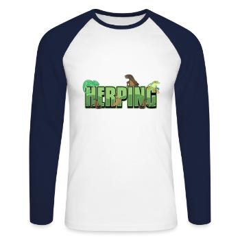 Herping Reptiles Amphibians Herpetologist - Unisex Long Sleeve Baseball T-Shirt - white/navy - Front - Nik (191cm)
