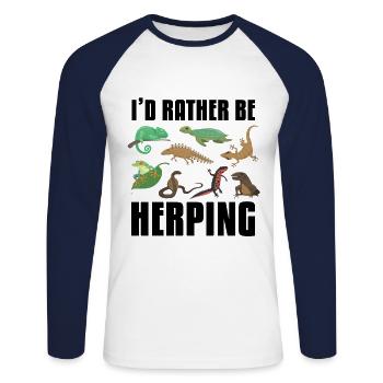 Ich Würde Eher Reptilien-amphibien Herpingen - Unisex Baseballshirt langarm - Weiß/Navy - Vorne - Nik (191cm)
