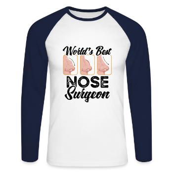 Die Weltweit Beste - Unisex Baseballshirt langarm - Weiß/Navy - Vorne - Nik (191cm)