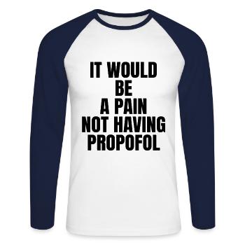 Lustige Propofol-anästhesist-anästhesie - Unisex Baseballshirt langarm - Weiß/Navy - Vorne - Nik (191cm)