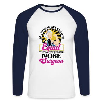 Chirurgien du nez Filles Rhinoplastie Cosmétiques - T-shirt baseball manches longues Homme - blanc/marine - Devant - Nik (191cm)