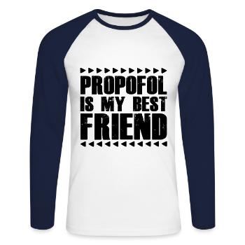Propofol Anästhesist Anästhesie - Unisex Baseballshirt langarm - Weiß/Navy - Vorne - Nik (191cm)