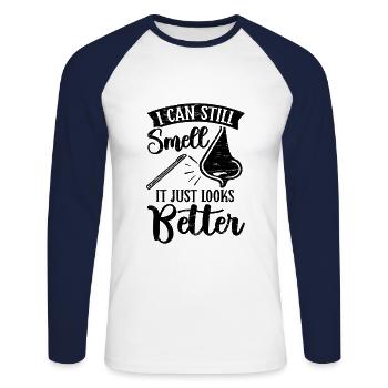 Ich Kann Immer Noch Die Kosmetische Nase Der - Unisex Baseballshirt langarm - Weiß/Navy - Vorne - Nik (191cm)