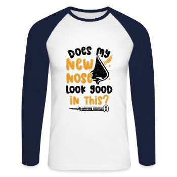Sieht Meine Neue Nase Gut Aus - Unisex Baseballshirt langarm - Weiß/Navy - Vorne - Nik (191cm)
