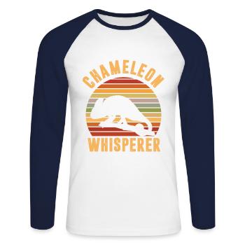 Lizard-reptile-animal-vintager chameleon whisperer - Unisex Long Sleeve Baseball T-Shirt - white/navy - Front - Nik (191cm)