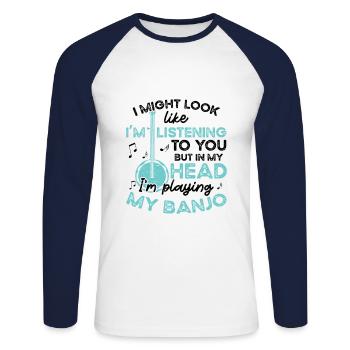 Ich Spiele Mein Banjo-musiker-gitarren-bluegrass - Unisex Baseballshirt langarm - Weiß/Navy - Vorne - Nik (191cm)