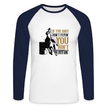 Barrel Racing Dirt Rodeo Equestrian Pferdefass - Unisex Baseballshirt langarm - Weiß/Navy - Vorne - Nik (191cm)