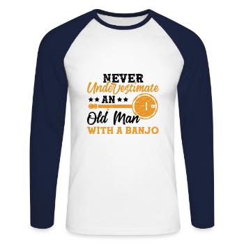 Old man with a - Unisex Long Sleeve Baseball T-Shirt - white/navy - Front - Nik (191cm)