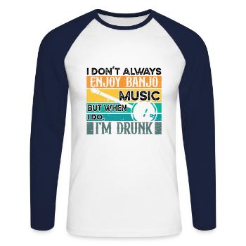 Banjo Betrunkener Biertrinker Musiker Gitarre - Unisex Baseballshirt langarm - Weiß/Navy - Vorne - Nik (191cm)