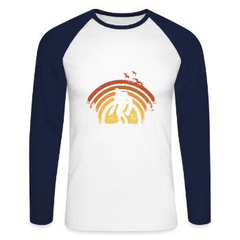 Banjo Bigfoot Musiker Gitarre Bluegrass Sasquatch - Unisex Baseballshirt langarm - Weiß/Navy - Vorne - Nik (191cm)