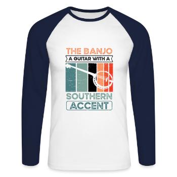 Banjo Ein - Unisex Baseballshirt langarm - Weiß/Navy - Vorne - Nik (191cm)