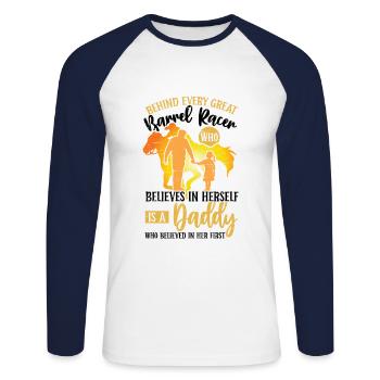 Barrel Racing Dad Rodeo Equestrian Horse Barrel - Unisex Baseballshirt langarm - Weiß/Navy - Vorne - Nik (191cm)