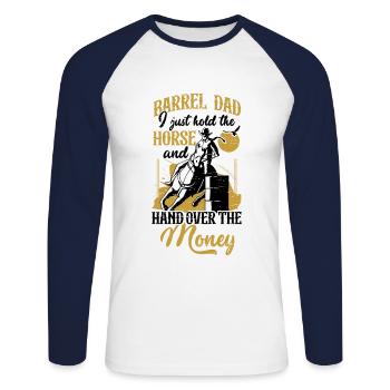 Barrel Racing Rodeo Reitpferd Barrel Racer - Unisex Baseballshirt langarm - Weiß/Navy - Vorne - Nik (191cm)