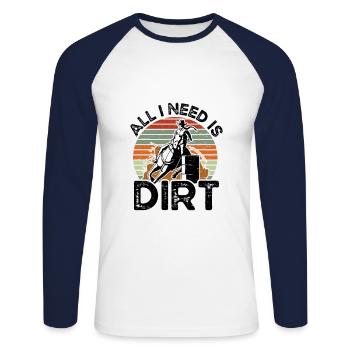 Ich Brauche Ein Dirt Barrel Racing Equestrian - Unisex Baseballshirt langarm - Weiß/Navy - Vorne - Nik (191cm)
