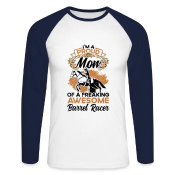 Barrel Racing Rodeo Reitpferd Barrel Racer - Unisex Baseballshirt langarm - Weiß/Navy - Vorne - Nik (191cm)