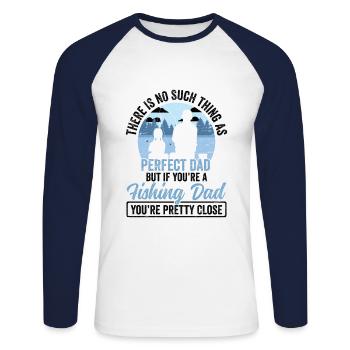 Rod Fisher Fish Drôle de pêcheur Pêcheur Papa - T-shirt baseball manches longues Homme - blanc/marine - Devant - Nik (191cm)