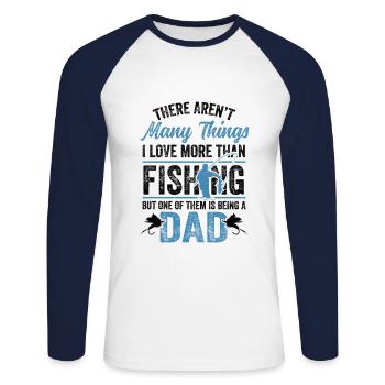 Angelrute Fisher Fish Fisherman Fishing Dad - Unisex Baseballshirt langarm - Weiß/Navy - Vorne - Nik (191cm)