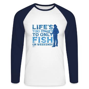 Die Kurzen Fischwochenenden Des Lebens Rod Fisher - Unisex Baseballshirt langarm - Weiß/Navy - Vorne - Nik (191cm)