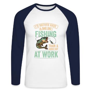 Ich Würde Lieber Angelrute Fisher Fish Fisherman - Unisex Baseballshirt langarm - Weiß/Navy - Vorne - Nik (191cm)