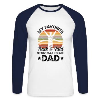 Laufen Leichtathletik Nennt Mich Dad Runner - Unisex Baseballshirt langarm - Weiß/Navy - Vorne - Nik (191cm)