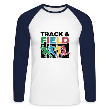 Runner Running Sport Spiel Leichtathletik - Unisex Baseballshirt langarm - Weiß/Navy - Vorne - Nik (191cm)