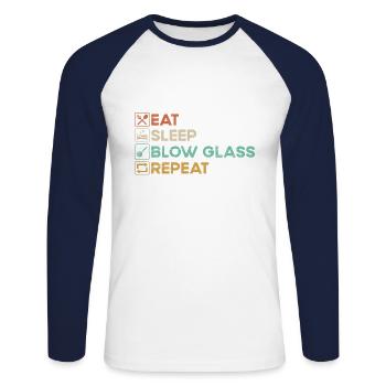 Eat Sleep Blow Glass Blowing Glass Processing Glass - Unisex Long Sleeve Baseball T-Shirt - white/navy - Front - Nik (191cm)