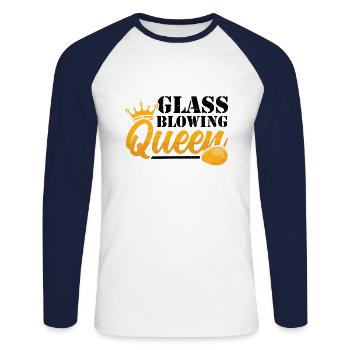 Glasbläserei Queen Glasbläserei Glasbläser - Unisex Baseballshirt langarm - Weiß/Navy - Vorne - Nik (191cm)
