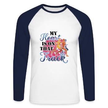 Mein Herz Ist Auf Dieser Strecke Läufer - Unisex Baseballshirt langarm - Weiß/Navy - Vorne - Nik (191cm)