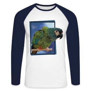 Das Maracanã - Unisex Baseballshirt langarm - Weiß/Navy - Vorne - Nik (191cm)